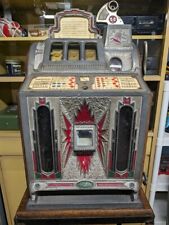 Antique Mills 1920's 5 Cent Slot Machine with Wheeled Cast Iron Stand - Chicago picture