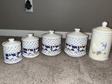 Vintage Collectible Goose Pottery 4 piece Canister Set PLUS Another Canister picture