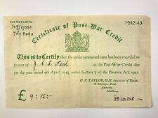Certificate of Post War Credit WWII 1944 Middlesex FF677 picture