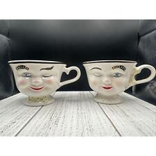 Vintage 2 Bailey's Irish Cream Coffee Tea Cups Mugs Mr Mrs Yum Winking Man Woman picture