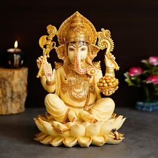 Lotus Marble dust Large Ganesha statue big stone ganesh idol Ganpati Vinayak god picture