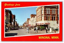 c1960 Greetings From Thriving Trade Center Mississippi Winona Minnesota Postcard picture