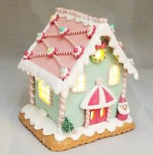 Gingerbread House Green Pink Candy Santa LED Light Up Clay-dough 6