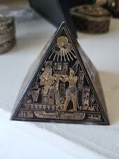 Vintage Egyptian Metal Pyramid~Etched Brass Bronze Copper Ancient Egypt picture