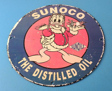 Vintage Sunoco Gasoline Sign - Porcelain, Metal, Motor Oil Gas Pump Plate Sign picture