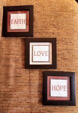 Set Of 3 Framed Inspirational Prints Faith Hope Love 7x7 picture