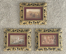 Vintage 1950s Openwork Plastic Frames Gold Set of 3 picture