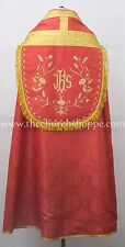 New Red Cope & Stole Set with IHS embroidery,capa pluvial,chape,far fronte picture