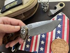 Curtiss Knives F3  ONE OF THE KIND PIECE - Gold Titanium, Thick Damasteel RARE picture
