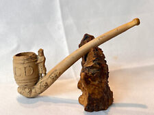 Antique Pollock Clay Pipe DD Wine Barrel Grape Bunches Tavern Smoking England picture