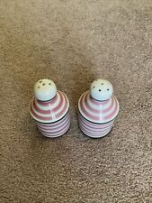 Vintage Salt And Pepper Shakers Pink And White Stripes Marked ITALY picture