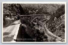 RPPC Pulga Bridges Railroad Feather River Canyon California VINTAGE Postcard picture