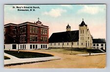 Newmarket NH-New Hampshire, St Mary's School & Church, Vintage Souvenir Postcard picture