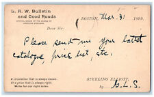 1899 L.A.W. Bulletin and Good Roads Boston Massachusetts MA Posted Postcard picture