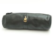 Auth Old GUCCI All Leather Mini Pouch Pen case Italy 18686304 picture