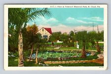 St Cloud FL-Florida, Veterans Memorial Park Lily Pond, Vintage c1950 Postcard picture