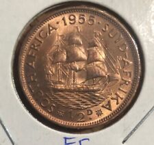1955 SOUTH AFRICA. 1/2 PENNY HIGH GRADE BRONZE COIN QUEEN ELIZABETH II-KM#45 picture