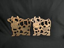 Vintage Old Dutch Design Handcrafted Copper Cast Iron Cow footed Trivet Wall #2 picture