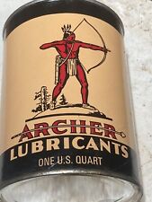 Vintage Full Quart Archer Aircraft Grade Oil Can Solid Condition picture