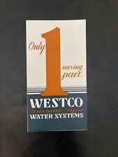 Vintage Brochure WESTCOTURBINE-TYPE WATER SYSTEMS picture