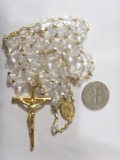 vintage catholic religious Saint Mary rosary clear crystal beads 15 inch 53215 picture
