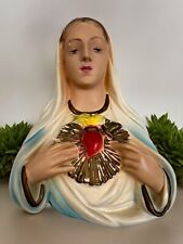 Vintage Chalkware Religious Statue Scared Heart Virgin Mary 8