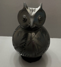 Mata Ortiz Pottery Oscar Quezada Black On Black Owl Effigy Paquime Mexican Art picture