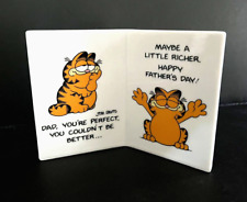 DAD Garfield the cat ceramic white plaque VTG Great Condition picture