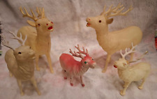VINTAGE LOT OF 5 PLASTIC/CELLULOID REINDEER picture