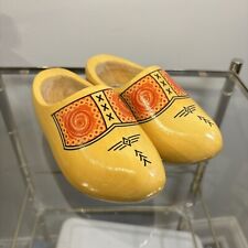 Clogs Dutch Shoe Wooden Holland Vintage Carved Hand Clogs Painted Wood 16/ 25-26 picture