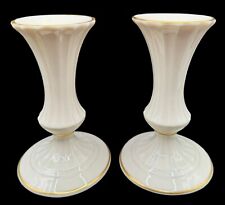 Set of 2 Vintage Lenox USA Porcelain Candlesticks Gold Candle Holder 5.5” picture