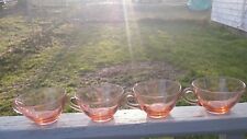 Lot Of 4 Vintage Heisey Pink Flamingo Depression Glass Teacups picture