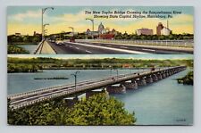 Postcard New Taylor Bridge Harrisburg Pennsylvania PA, Vintage Linen G14 picture