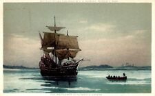 Plymouth MA-Massachusetts The Mayflower In Plymouth Harbor Vintage Postcard picture