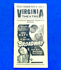 VIRGINIA THEATER 1940's Movie Theater Original Printed Folding 