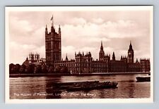 London England, The Houses Of Parliament From The Thames River, Vintage Postcard picture