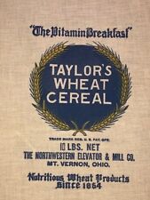Breakfast Cereal Bag Taylor's Cloth Burlap Bag Mt. Vernon Ohio 1930s 10lb NOS picture