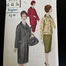 Vintage 1950s Vogue 5041 Chesterfield Coat Three Lengths Sewing Pattern 16 CUT picture