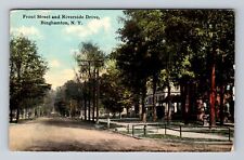 Binghamton NY-New York, Front Street, Riverside Drive, Vintage c1913 Postcard picture