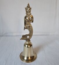 Vintage Hand Bell Handcraft Engraved Brass Thai Ramayana Collectible Decor 6.5
