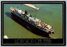Michigan MI - Aerial View - Ludington Car Ferry - Vintage Postcard 4x6 picture