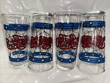Vintage Pepsi Cola Stained Glass Tiffany Style Drinking Glasses 1970's Set of 4 picture
