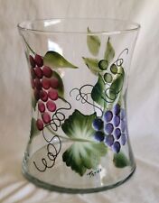 Vintage hand painted grape vine glass vase 8
