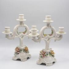 Pair of Porcelain Candelabra Candlestick Holder Bassano Italy picture