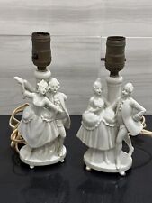 Antique Victorian Porcelain Lamps Set Of 2 picture
