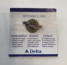 DELTA AIR LINES “9/11 Remember Honor Renew” Commemorative Pin On Original Card picture