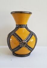 Vintage Morrocan Hand Crafted Safi Vase With Metal Overlay picture