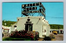 White City NM-New Mexico, White's City De Luxe Motel, Advertise Vintage Postcard picture
