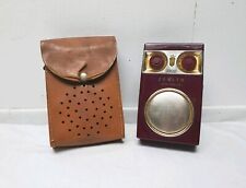 Vtg ZENITH Royal 500D Burgundy Tubeless Transistor Radio Unbreakable Nylon W/Bag picture