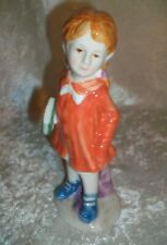 Vintage Porcelain Red Hair Pigtail Book Reading Intellectual Schoolgirl Figurine picture